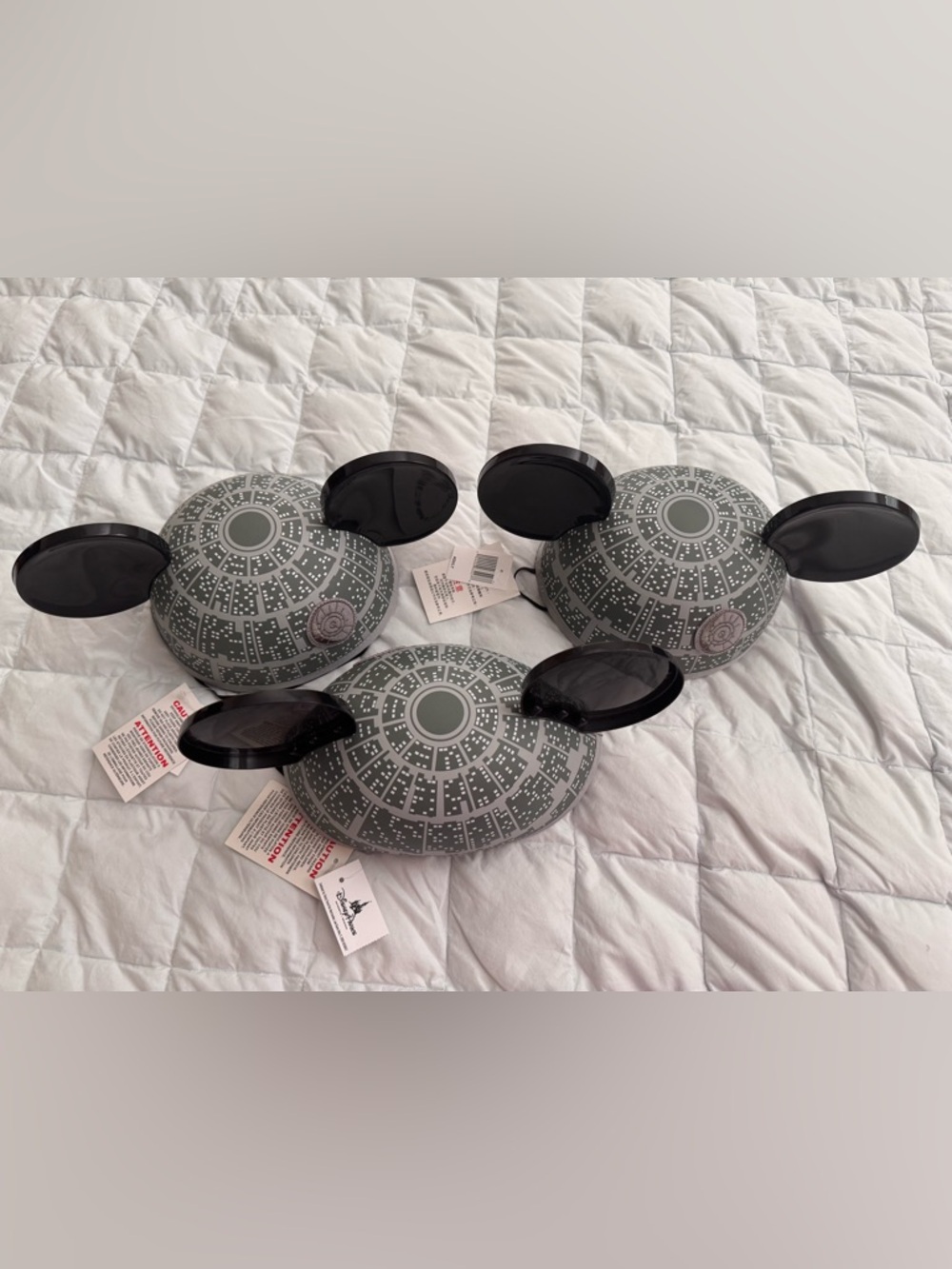 Three Disney Hat/Ears combo. Star Wars themed Death Star